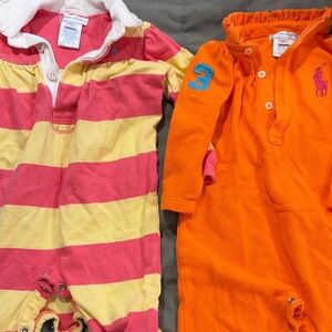 Ralph Lauren Pink and Yellow Striped Romper Set